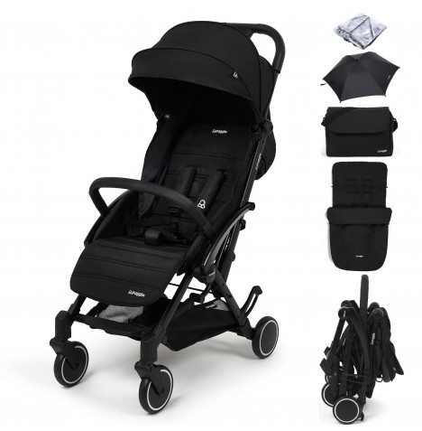 Puggle Seattle Fold Go Compact Pushchair Rain Cover With Honeycomb Footmuff Midnight Black The Nursery Store