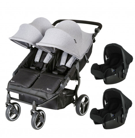 Grey double pram hotsell