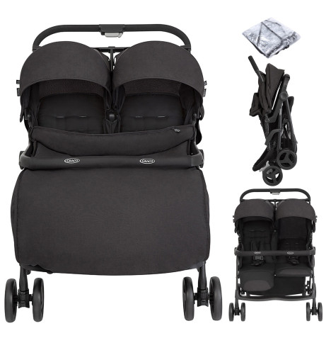 Graco Opia Twin Pushchair with Double Apron Rain Cover Night Sky The Nursery Store