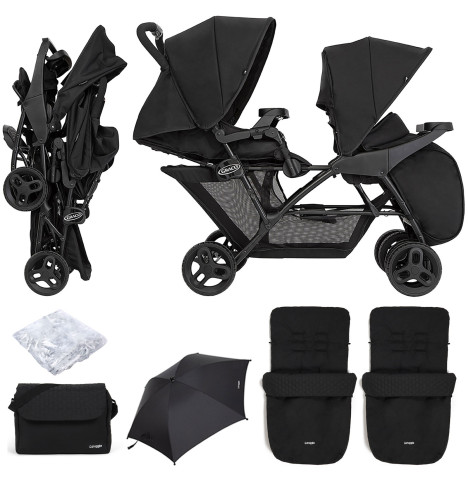 Graco Blaaze Stadium Duo Tandem Pushchair with 6 Piece Accessories Night Sky The Nursery Store