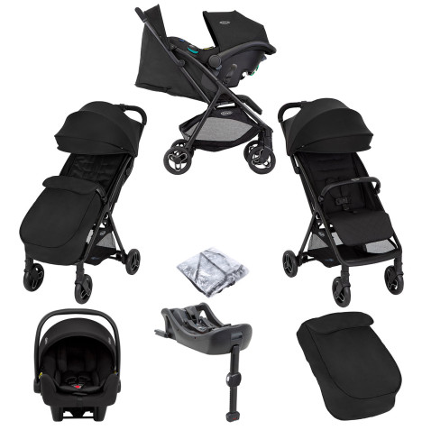 Graco Arris Myavo Travel System with Snuglite Car Seat Footmuff ISOFIX Base Rain Cover Night Sky The Nursery Store