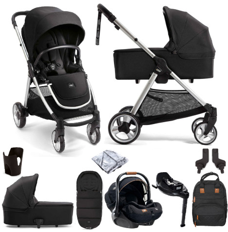 Mamas Papas Flip XT2 8 Piece Essentials i Snug 2 Car Seat Travel System with Carrycot ISOFIX Base Black The Nursery Store